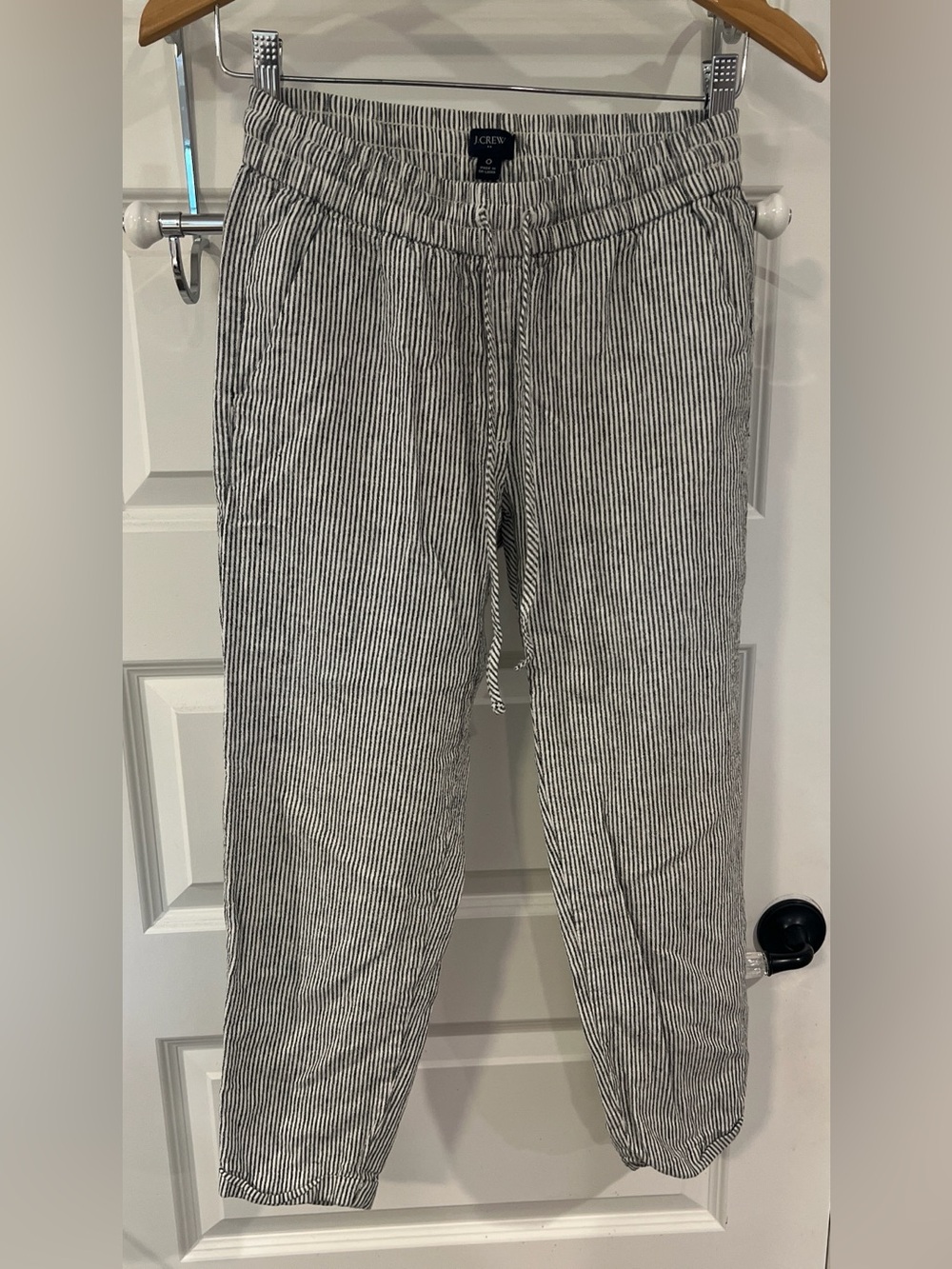 J. Crew Black & White Striped Drawstring Joggers